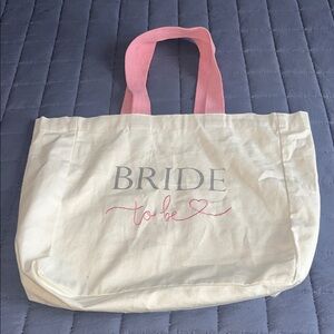 Bride To Be Canvas Tote Bag - Cream and Pink